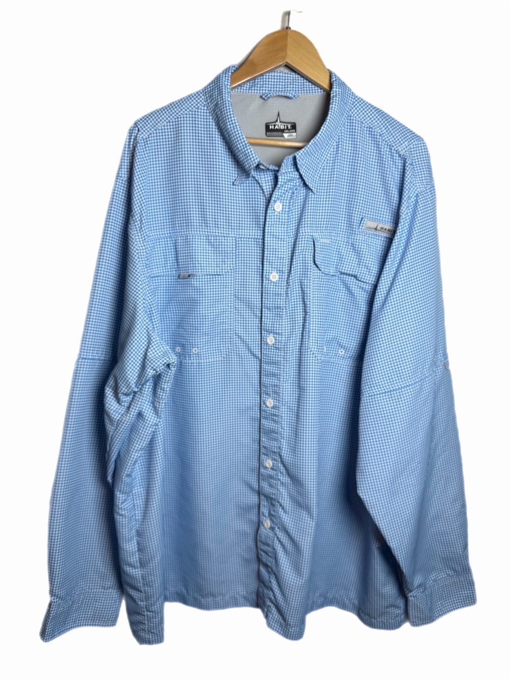 Habit Men’s 2XL Blue & White Checkered Long Sleeve